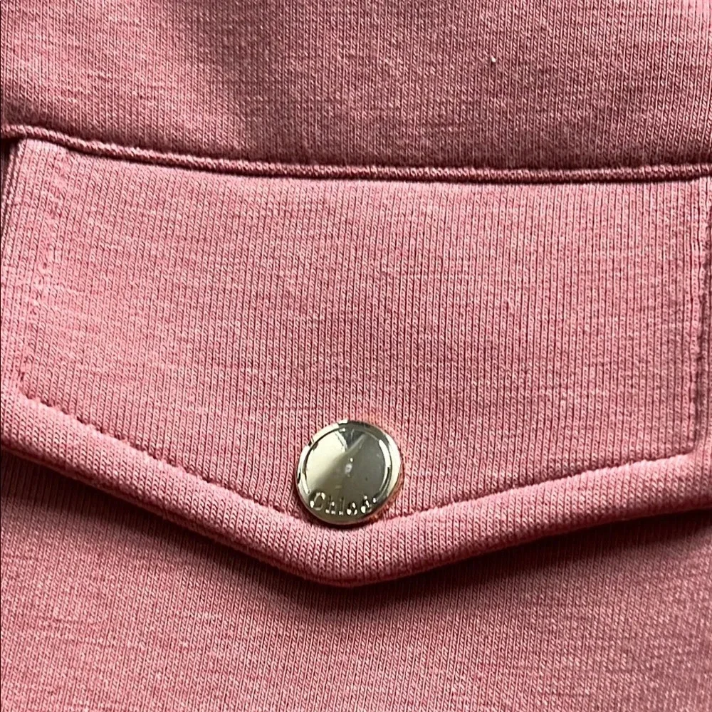 Chloe sequin logo Soft Pink Jacket with Zipper and Ribbed Cuffs 18 months baby
